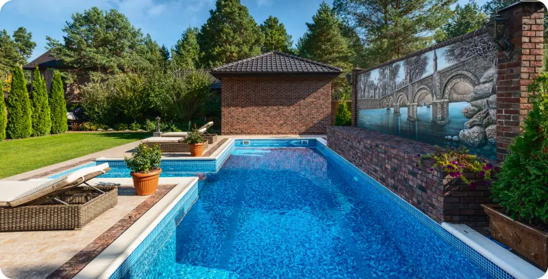 Premium backyard pool with mural feature wall